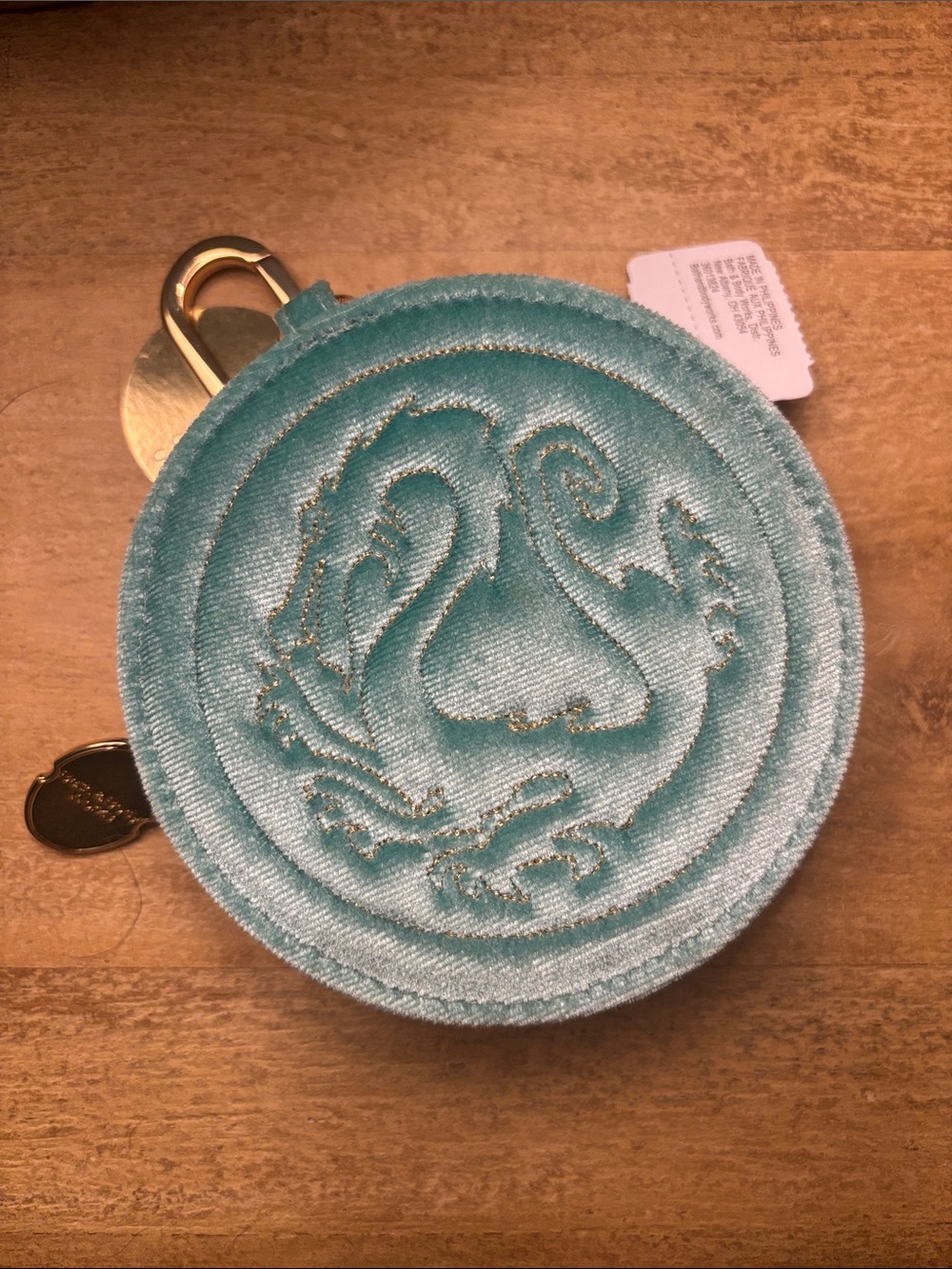 Disney Teal Velvet Mulan Coin Pouch with Gold Accents